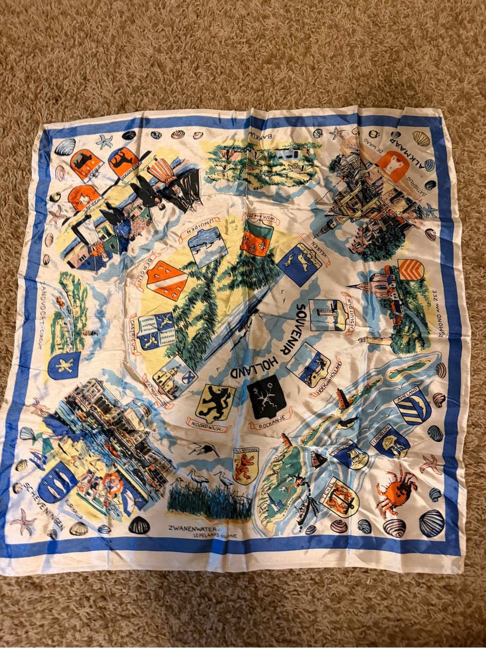 Blue and White Holland Souvenir Scarf - Decorative Home Accent